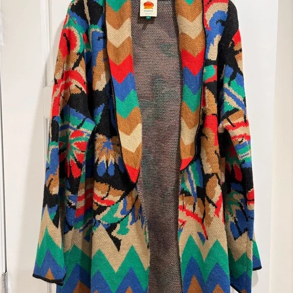FARM Rio Chevron Forest Jacquard Cardigan Size XL - Picture 2 of 5